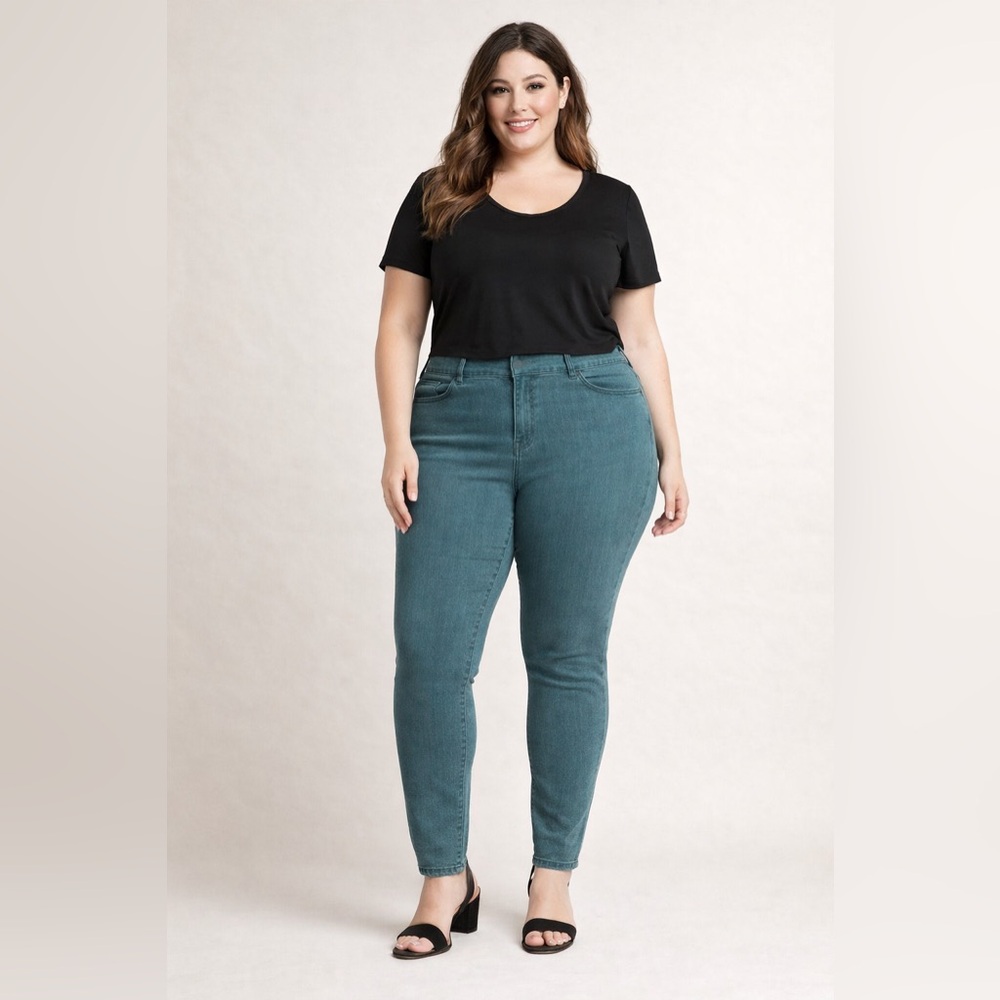Torrid Teal Pull On Skinny Jeans Plus Size 3T Stretch Denim